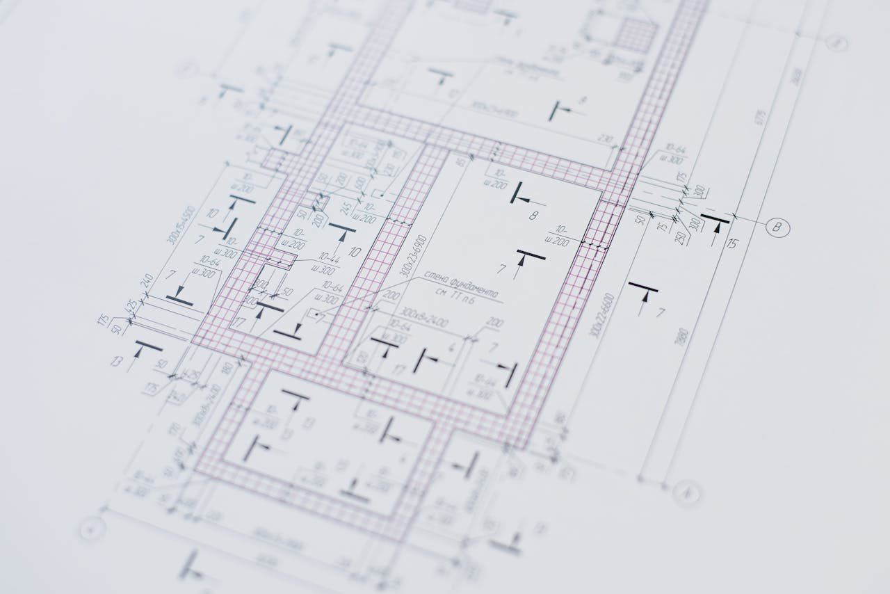 Close-up view of an architectural floor plan showcasing design creativity and layout precision.